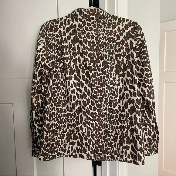Tory Burch Reva Leopard Poplin Shirt Long Sleeve Button Down - Picture 4 of 7